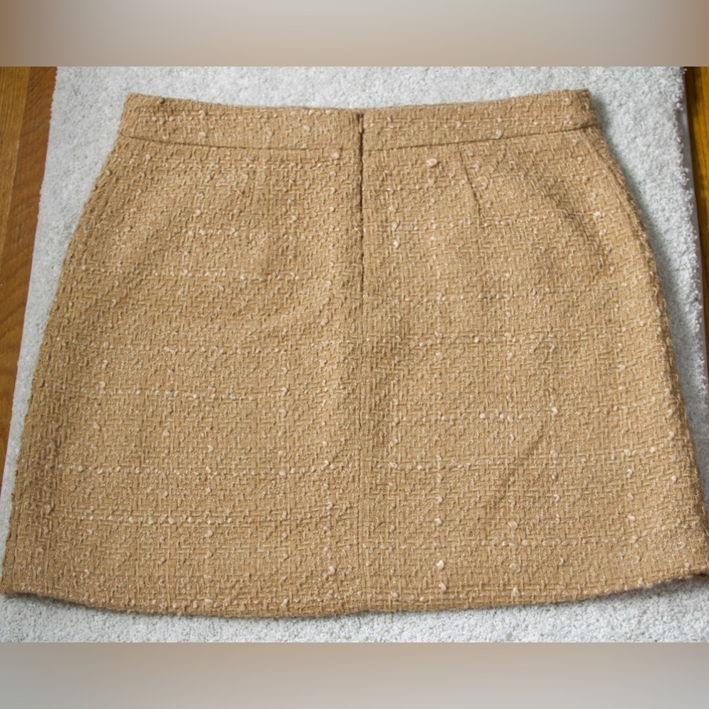 Maison d'Amélie Paris Camel Tweed Wool Blend Zip Up Women’s Miniskirt Size 10 - Picture 10 of 12